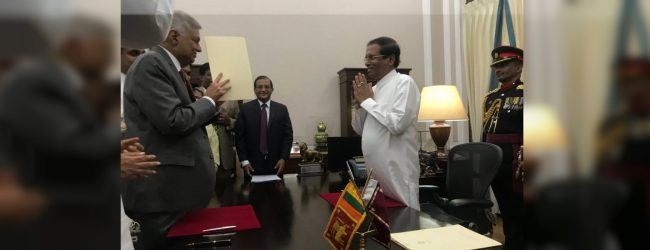 රනිල් වික්‍රමසිංහ යළි ත් අගමැති ධූරයට