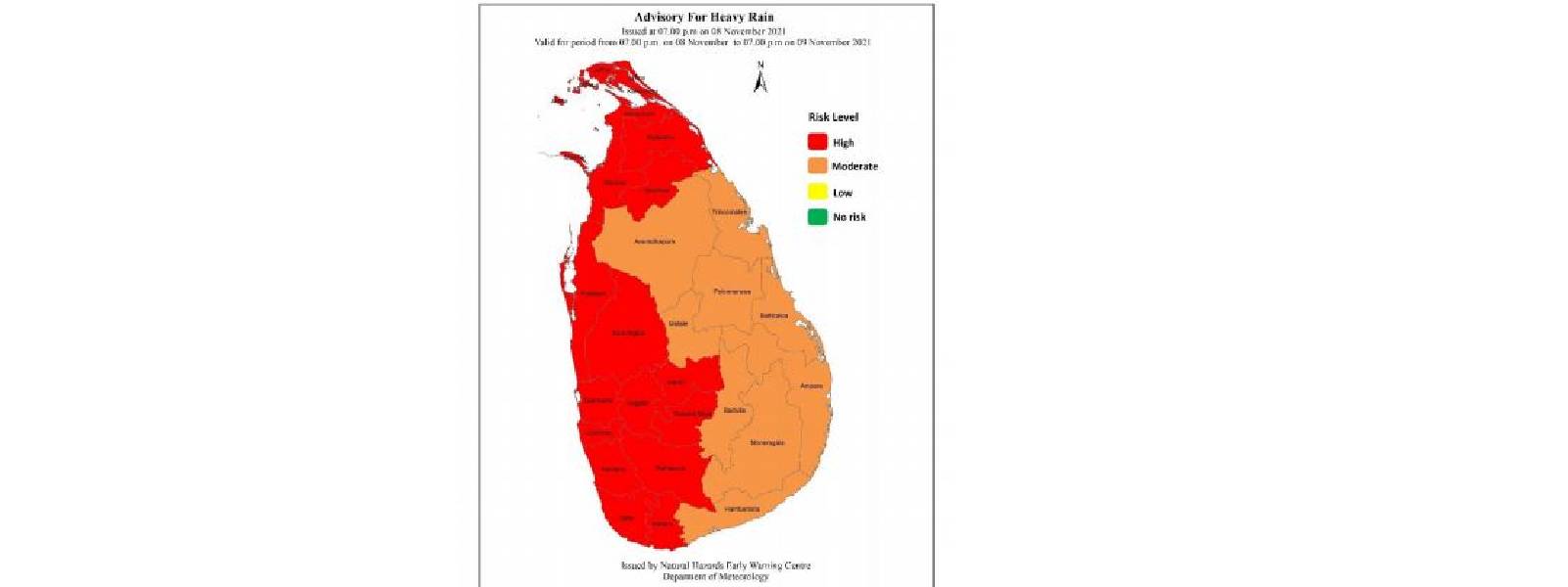 කාලගුණ විද්‍යා දෙපාර්තමේන්තුවෙන් රතු නිවේදනයක්