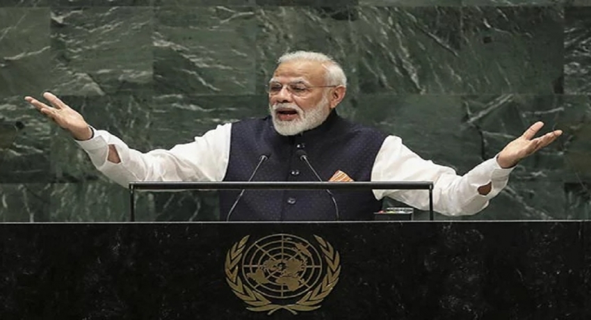 யாதும் ஊரே, யாவரும் கேளிர் என ஐ.நா-வில் மேற்கோள் காட்டி உரையாற்றிய மோடி