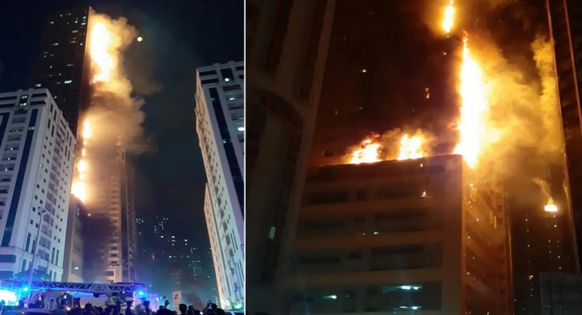 ஷார்ஜாவில் 48 தளங்களைக் கொண்ட அடுக்குமாடி குடியிருப்பில் தீ பரவல்