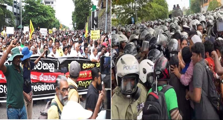 மக்கள் பேரணிக்கு பொலிஸார் இடையூறு